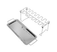 Stainless Steel Chicken Wing Leg Rack | 14 Slot Foldable BBQ Grill Holder with Drip Tray | Portable Grill Rack for Outdoor Cooking/Camping/Picnic