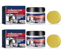 Stainless Steel Clean Wax,Magical Nano-Technology Stainless Steel Cleaning Paste-Surface Safe,3 In 1 Stainless Steel Wax Cleaner and Polish (2 pcs)