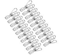 Stainless Steel Clothes Pegs 20 Pack | Sturdy Non - Corrosive Clips for Laundry/Socks/Underwear | Windproof Drying Rack Clips with Spring Lock | Multi - Purpose Household