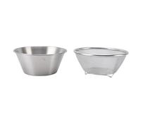 Stainless Steel Colander for Kitchen, Rice Strainer Rice Washer Microporous Colander with Mixing Bowl for Washing Vegetables, Fruit (Plata)