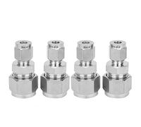 Stainless Steel Compression Fitting 4Pcs | 304 SS Double Ferrule Tube Adapter | Leak - Proof & for Water/Compressed Gas/Oil Pipes | Easy Install & Disassemble (F6-F12)