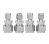 Stainless Steel Compression Fitting 4Pcs | 304 SS Double Ferrule Tube Adapter | Leak - Proof & for Water/Compressed Gas/Oil Pipes | Easy Install & Disassemble (F1/4-F1/2)
