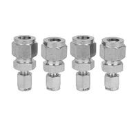 Stainless Steel Compression Fitting 4Pcs | 304 SS Double Ferrule Tube Adapter | Leak - Proof & for Water/Compressed Gas/Oil Pipes | Easy Install & Disassemble (F3-F10)