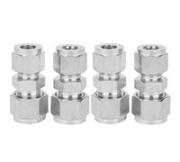 Stainless Steel Compression Fitting 4Pcs | 304 SS Double Ferrule Tube Adapter | Leak - Proof & for Water/Compressed Gas/Oil Pipes | Easy Install & Disassemble (F3/8-F1/2)