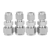 Stainless Steel Compression Fitting 4Pcs | 304 SS Double Ferrule Tube Adapter | Leak - Proof & for Water/Compressed Gas/Oil Pipes | Easy Install & Disassemble (.F1/4-F3/8)
