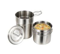 Stainless Steel Cooking Pots - 4.21x3.82 in Camp Cookware | Stainless Steel Backpacking Cookware | Portable Folding Outdoor Survival Cooking Tool for Fishing Hiking Backpacking