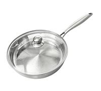Stainless Steel Cookware Nonstick Frying Skillet Covered Cooking Vessel | Frying Pan Stainless Steel Skillet 741g; 24cm, For Home Apartment Camping Egg Pancake Steak Induction Gas Stove Cooker