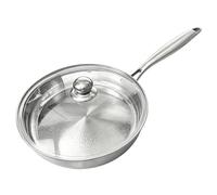 Stainless Steel Cookware Nonstick Frying Skillet Covered Cooking Vessel | Frying Pan Stainless Steel Skillet 741g; 24cm, For Home Apartment Camping Egg Pancake Steak Induction Gas Stove Cooker