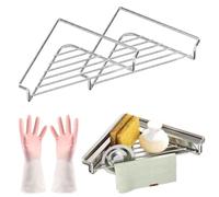 Stainless Steel Corner Triangle Open Wire Rack for Kitchen Sink (2pcs)