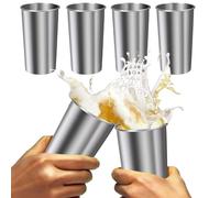 Stainless Steel Cups, 6-Piece Water Tumbler Set, Unbreakable Stackable Glasses, 600ml Drinking Container, Reusable Beverage Solution, Home Restaurant Use for Kids Adults Coffee Wine Hydration