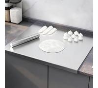 Stainless Steel Cutting Board with Lip, Large Stainless Steel Cutting Boards for Kitchen, L-Shaped Kneading Cutting Board Mats, Double-Sided Non-Stick Pads for Meat, Fruits & Baking (19")