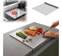 Stainless Steel Cutting Board with Lip, Non Slip L Shaped Countertop Chopping Board, Dishwasher Safe for Meat Vegetables Baking Food Prep (30cm x 30cm)