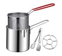 Stainless Steel Deep Fryer - Deep Fryer Pot With Frying Rack | Compact Lid Frýer | Multi-Functional Steaming Boiling Freshening, With Clips & Non-Slip Oven Mat, For Chicken Wings French Fries Home Cat