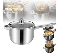 Stainless Steel Deep Fryer Pot, Stainless Steel Deep Fryer Pot with Basket and Oil Strainer, Multifunctional Frying for French Fries, Soup, Meal Prep, Cooking (Single pot with lid)