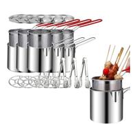 Stainless Steel Deep Fryer Pot with Basket & Strainer, Mini Deep Fryer Set for Small-Batch Fries, Shrimp and Chicken, 5-Piece Stovetop Fryer (5PC)