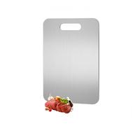 Stainless Steel Double Sided Chopping Board, Generic Cutting Boards for Kitchen, Food-Grade Material, Suitable for Cutting Meat, Vegetables and Fruits (14.1 * 9.8in,Long hole)