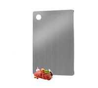 Stainless Steel Double Sided Chopping Board, Generic Cutting Boards for Kitchen, Food-Grade Material, Suitable for Cutting Meat, Vegetables and Fruits (9.8 * 5.9in,round hole)