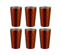 Stainless Steel Double Wall Insulated Drinking Mugs 6 Pcs Set 330ml Stackable Red Dishwasher Safe Hot And Cold Beverages
