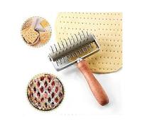 Stainless Steel Dough Docker, Time-Saver Pizza Dough Roller Docker with Wood Handle, Pizza Wheel