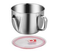Stainless Steel Fat Separator, Fat Separator Jug, Kitchen Fat Separator Gadget, Gravy Strainer and Fat Separator with Lid and Handle, 7.09x4.33 inches Soup Grease Separator for Kitchen and Remove Fats