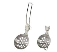 Stainless Steel Folding Ladles - Mini Soup Ladle | Skimmer Slotted Spoon with Foldable Handle | Portable Camping Spoons, Durable 304 Metal Slotted Spoon for Outdoor Hiking Picnics Bbq Travel