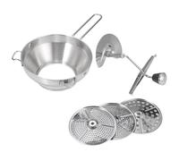 Stainless Steel Food Mill - 190x200x330mm Hand Crank Grinder | Ergonomic Food Mill With 3 Grinding Discs For Mashing And Straining Vegetables, Potato Masher, Jam Grinder, Kitchen