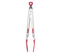 Stainless Steel Food Tongs | 304 Thickened Slip - & Heat Tolerant | Restaurant - Quality Kitchen Tongs for BBQ/Baking/Cooking | 28cm Long Handle for Secure Use (Red)