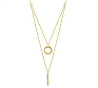 Stainless Steel for Women, Women's Necklace Double Layered Hollow Circle and Cylinder Pendant Necklaces