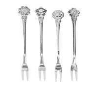 Stainless Steel Fruit Forks Set of 4 | 2 Prong Mini Forks for Salads/Desserts/Tasting | Dishwasher Safe & Tarnish Tolerant | Kitchen & Party Utensils (Silver)