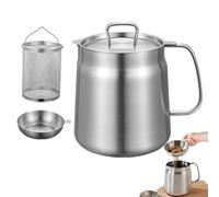 Stainless Steel Fryer Pot with Basket, Grease Container for Kitchen, Large Capacity Versatile Oil Filter Pot Vessel, Deep Fryer Pot, Bacon Grease Saver with Strainer (as shown,2.0L)