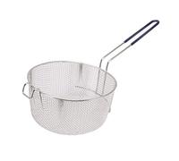 Stainless Steel Frying Basket | Long Handle for Protected Deep Frying/Fish/Chicken Nuggets | Reusable & Non - Corroding Fry Net (Rubber Handle)