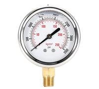 Stainless Steel Fuel Pressure Gauge 0-3500 PSI, Liquid Filled Hydraulic Pressure Gauge for High Performance Turbocharged Engines, with Brass 1/4 NPT Male Connector