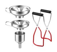 Stainless Steel Funnel Set - 9.84 Inches, Canning Kit With Can Lifter, Kitchen Tool | Complete Accessories Food Grade Filling System, Home Storage Use