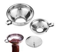 Stainless Steel Funnel, Wide Mouth Canning Tool, 12cm Kitchen Helper with Removable Strainer, Food Grade Metal Pourer, Jar Filler with, Cooking Accessory for Sauce Oil