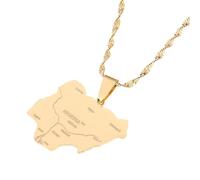 Stainless Steel Gold Plated Trendy Nigeria Pendant Necklace for Women Country Map of Africa for Nigerians (Model 1)