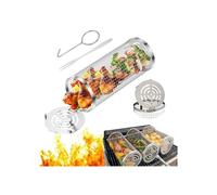 Stainless steel grill basket, mobile grill basket with hook for grilling vegetables, fish and meat (21 x 9 x 9 cm)
