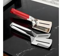 Stainless Steel Grill Clamp - Cooking Tongs, Barbeque Flipper Tool For Food Turning, Robust Utensil With Locking Feature, Kitchenware, Wide Scraper For Steaks, Fish Portioning And Bread Service