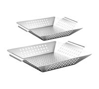 Stainless Steel Grill Griddle | 2 Piece Hole Porous BBQ Pan, Reusable