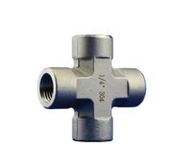 Stainless Steel High Pressure Forged 4-way Nipple Fitting 320Bar 1/4" 1/2" Female Thread Cross Equal Diameter Fitting(1/4") Plumbing Fittings