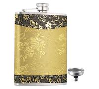 Stainless Steel Hip Flask 8oz - Strong Sealing Ability | Leak-Proof Portable Liquor Flask With Funnel 12.2x9.3x2.2cm | For Men Outdoor Travel Camping Adventures, Stylish Glitter Design 110g