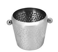 Stainless Steel Ice Bucket 1L | Brushed Interior & Concave Secure - Grip Base | Ice Cube Container for Home Bar/Hotel/Coffee Shop | Well - Made & Sturdy (Original color 1L hammer point)