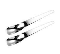 Stainless Steel Ice Cream Spoon - Ergonomic Long Handle - 2 Piece Scoop Set | Square Sugar Spoon Ice Cream Coffee Cooking Bakers Baristas Floats Home Prep Sugar Tea Yogurt Cereal