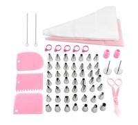 Stainless Steel Icing Nozzles Piping Kit for Cake Cupcake Decorating, Includes Reusable & Disposable Pastry Bags, Couplers, Cake Scrapers, Cleaning Brush, Flower Nail (Silver,85 PCS)
