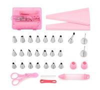 Stainless Steel Icing Nozzles Piping Kit for Cake Cupcake Decorating, Includes Reusable & Disposable Pastry Bags, Couplers, Cake Scrapers, Cleaning Brush, Flower Nail (Silver,35 PCS)