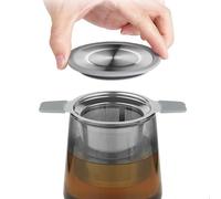 Stainless Steel Infuser - Fine Mesh Loose Leaf, Large Capacity Tea Filter with Handles Lid, Teapots Mugs Steeping Tool, Reusable Kitchen Tea Accessories, Eco Friendly Infuser for Home Use