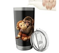 Stainless Steel Insulated Cup, Monkey Pattern Water Bottle, 600 ml Doble Wall Thermal Bottle, Insulated Tumbler with Sl inish, Travel Cup Fun Design, Beverage Accessory for Gym or Office