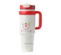 Stainless Steel Insulated Tumbler with Handle and Straw | 1000ml Travel Coffee Cup | Double Wall Reusable Beverage Mug | Leakproof Drink Container | Portable Office Outdoor Car Cupholder for Hot Cold