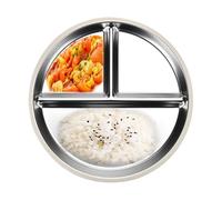 Stainless Steel Kids Plates - 3 Compartments | Stainless Steel Dishes Kids Dinnerware with Resilient Base Sl or Vegetables, Fruits, Meat, Home, School and Professional Dining