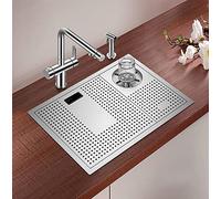 Stainless Steel Kitchen Bar Sink With Glass Rinser, Undermount Stainless Steel Prep Kitchen Sink 530 * 380 * 200Mm, For Hotel Cafe Restaurant, HUANGHAIQIU