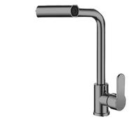 Stainless Steel Kitchen Faucet Multifunction Waterfall 4 Mode Water Outlet Countertop Wash Vegetable Basin Sink Pull Out Faucet(Waterfall Black-VD)